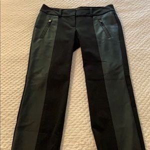 Ann Taylor Slim Black Pants with Real Leather Trim